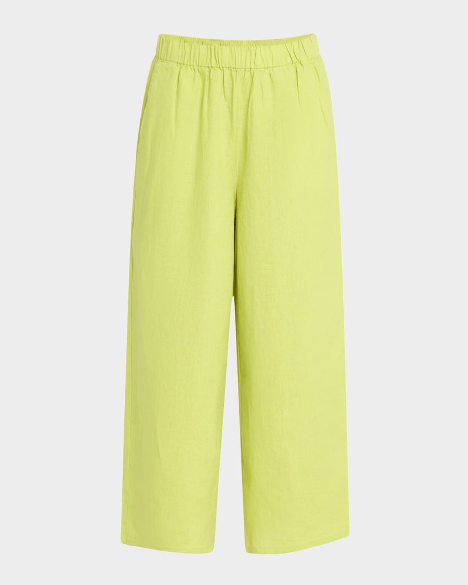 Petite Cropped Wide-Leg Organic Linen Pants